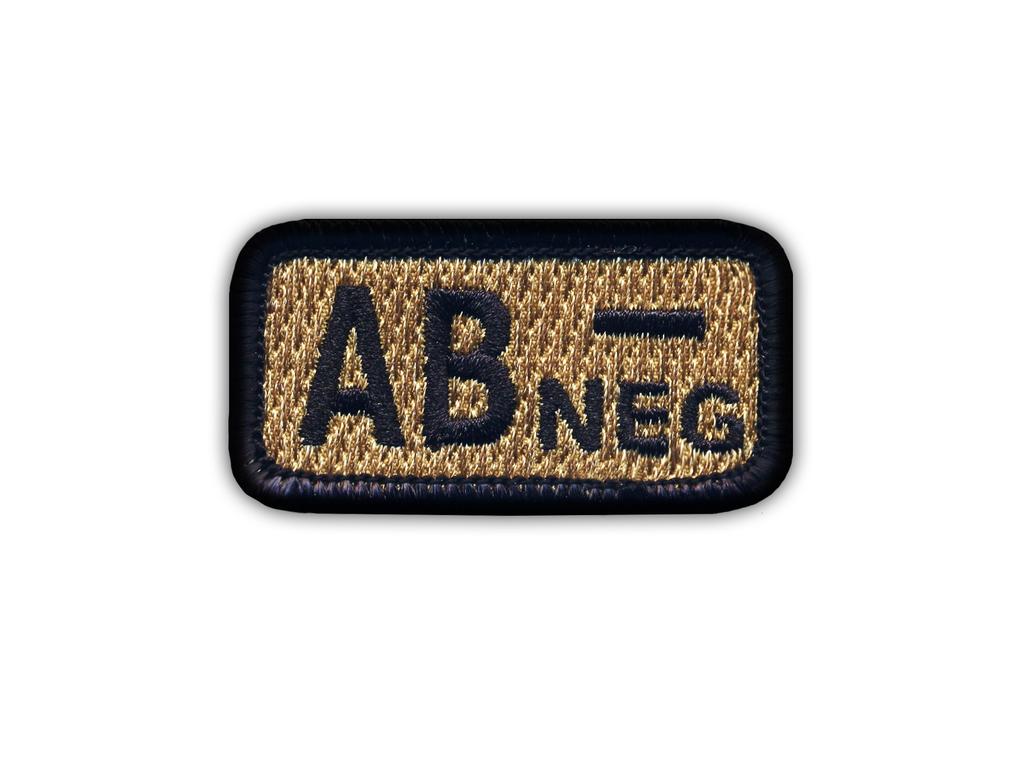 Patchion Blood Type AB "neg" Coyote-tan - Iron-on / Heat Seal Backing - Embroidered Patch/Badge/Emblem