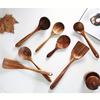 7pcs Natural Teak Wooden Spoons for Cooking - Non-Stick Spatula Set with Comfortable Grip - Perfect for Back To School Supplies