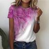 Women's T Shirt Basic Marble Print Short Sleeve Regular Tops Round Neck Casual Weekend Red Blue Purple Green