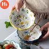 Hi Nordic Simple Hand Painted Ceramic Salad Cake Bowl Colorful Porcelain Soup Fruit Bowl Lace Rice Dessert Snack Bowl Tableware
