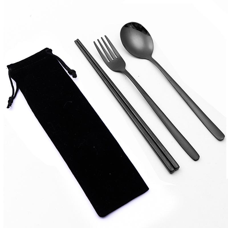 Korean Style Stainless Steel Cutlery Gift Set - Knife, Fork, Spoon, Straw