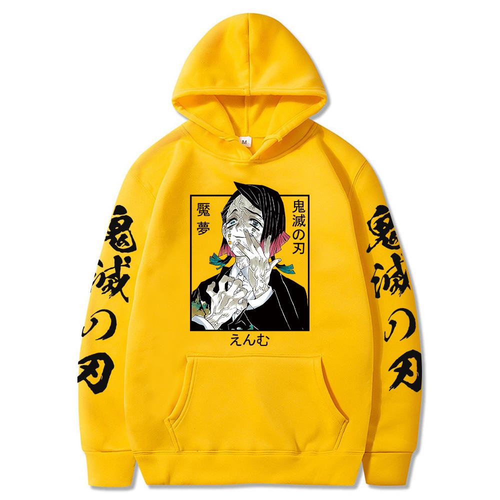 

Японское аниме Клинок, рассекающий демонов Толстовки для мужчин Зимняя теплая Оверсайз Уличная одежда Харадзюку Манга Энму Принтованные свитшоты Женские 4XL жёлтый