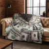 Cartoon Dollar Euro Money Rich Flannel Blanket Soft Warm Throw Blanket for Bedroom Living Room Bed Travel Camping Picnic Gift