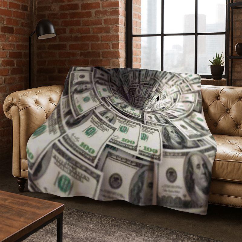 Cartoon Dollar Euro Money Rich Flannel Blanket Soft Warm Throw Blanket for Bedroom Living Room Bed Travel Camping Picnic Gift