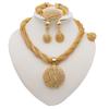 Twist-Kette Runder Anhänger Strassstein Halsketten-Set Ohrringe Armband Ring Vierteiliges Set