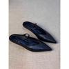 Fashion 2025 New Style Pointed-toe Thick-soled Toe Half-slipper French One-button Strap Fashionable Shallow Mouth Muller Shoes