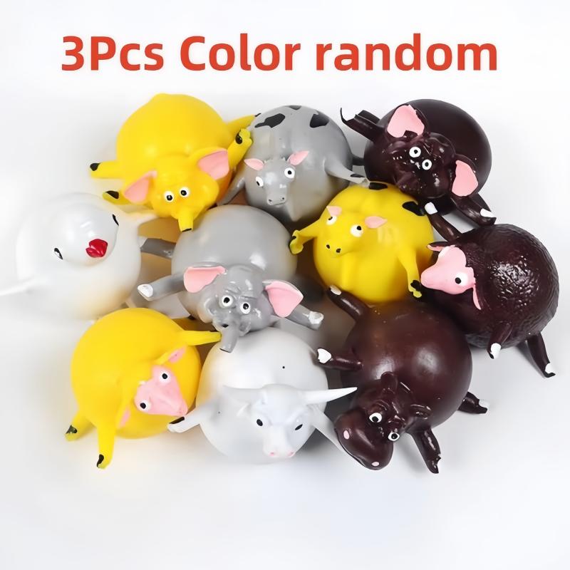 3PCS Kids Funny Dinosaur Animals Inflate Vent Balls Toy Squeeze Soft Ball Balloon Fidget Party Sports Cute Funny Games Toys Gift