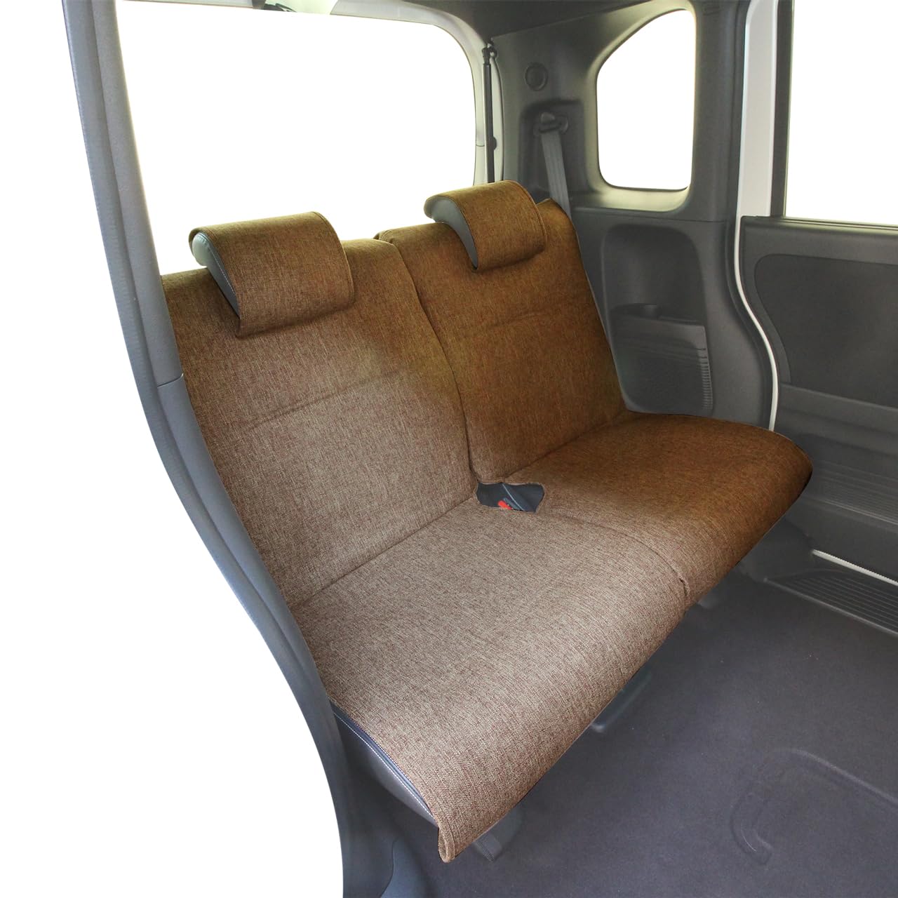 

Nishiki Sangyo Tomboy Calm Seat Covers for Kei Universal Rear Seat Covers Soft Cute Cars, Fit, (Two Covers), Linen-Like Fabric, Brown, AM-7373