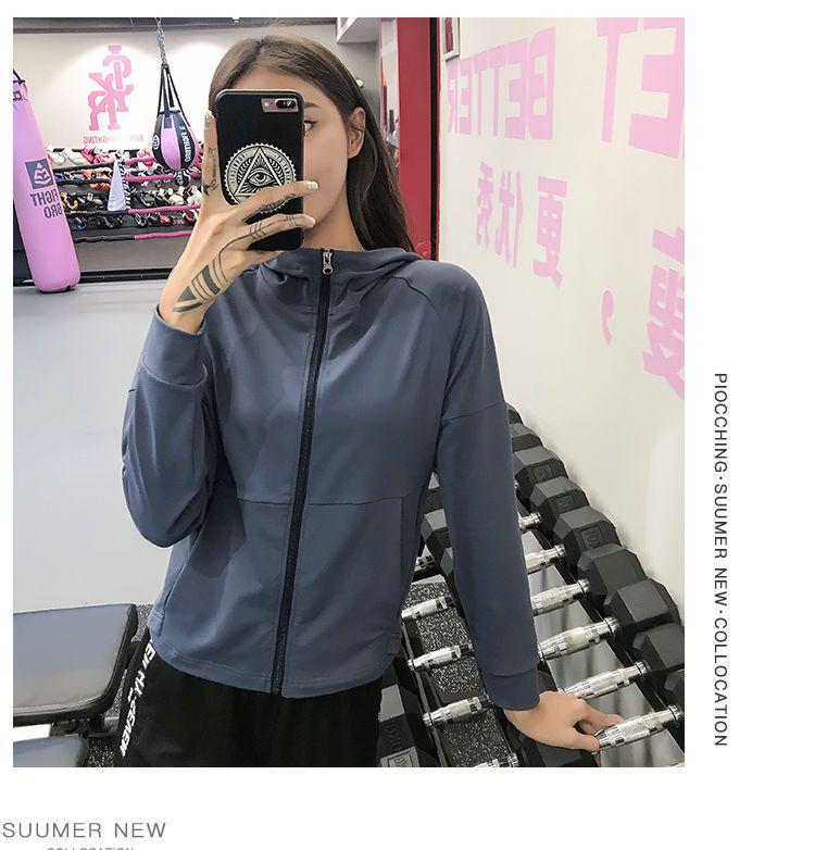 

Женская спортивная куртка свободного кроя с капюшоном - кардиган на молнии для йоги, бега, быстросохнущий фитнес-топ с длинным рукавом M темно-синий