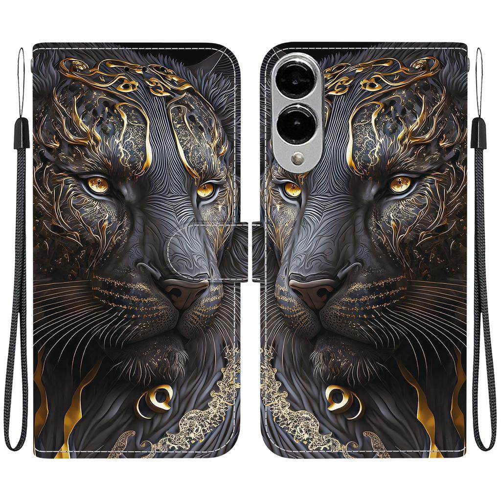 For Samsung Galaxy S25 Edge Leather Case Stand Wallet Pattern Printing Phone Cover with Wrist Strap