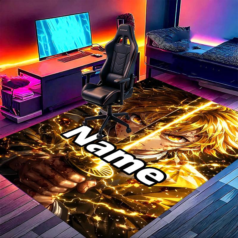 Custom Name Personalized Demon Slayer Print Carpet, Versatile Home Decor Rug, for Playroom, Apartment, Balcony, Entryway, Hallway Gift