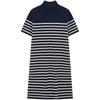 Tommy Hilfiger Elegant Striped Half High Neck Metal Buckle Slim Fit Knitted Short Sleeve Dress Women dresses WW0WW47368