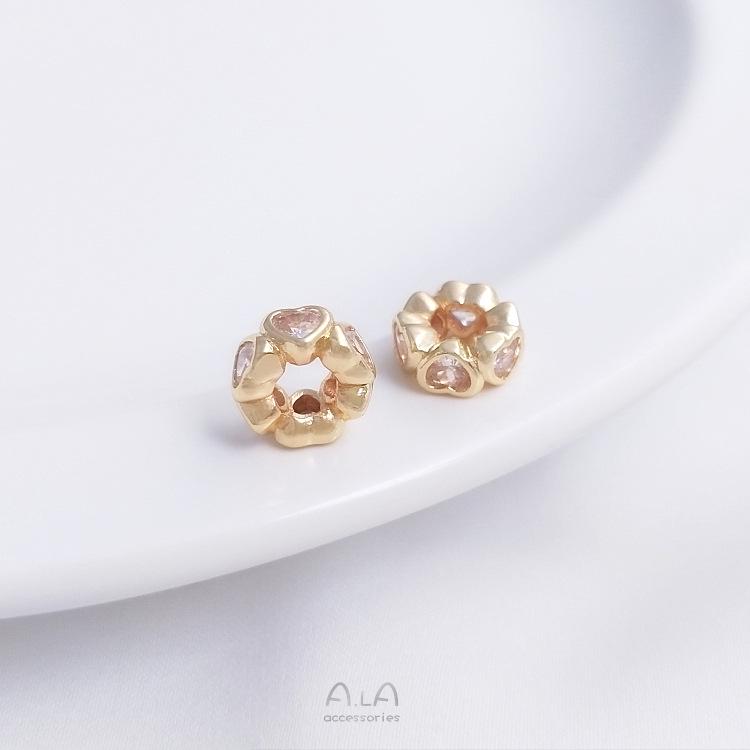 

14K Gold-Filled Peach Zircon Heart Spacer Beads for Jewelry Making