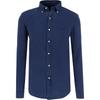 Polo Washed Small Pony Logo Embroidered Long Sleeve Shirt Men Shirts Indigo 710716303-001