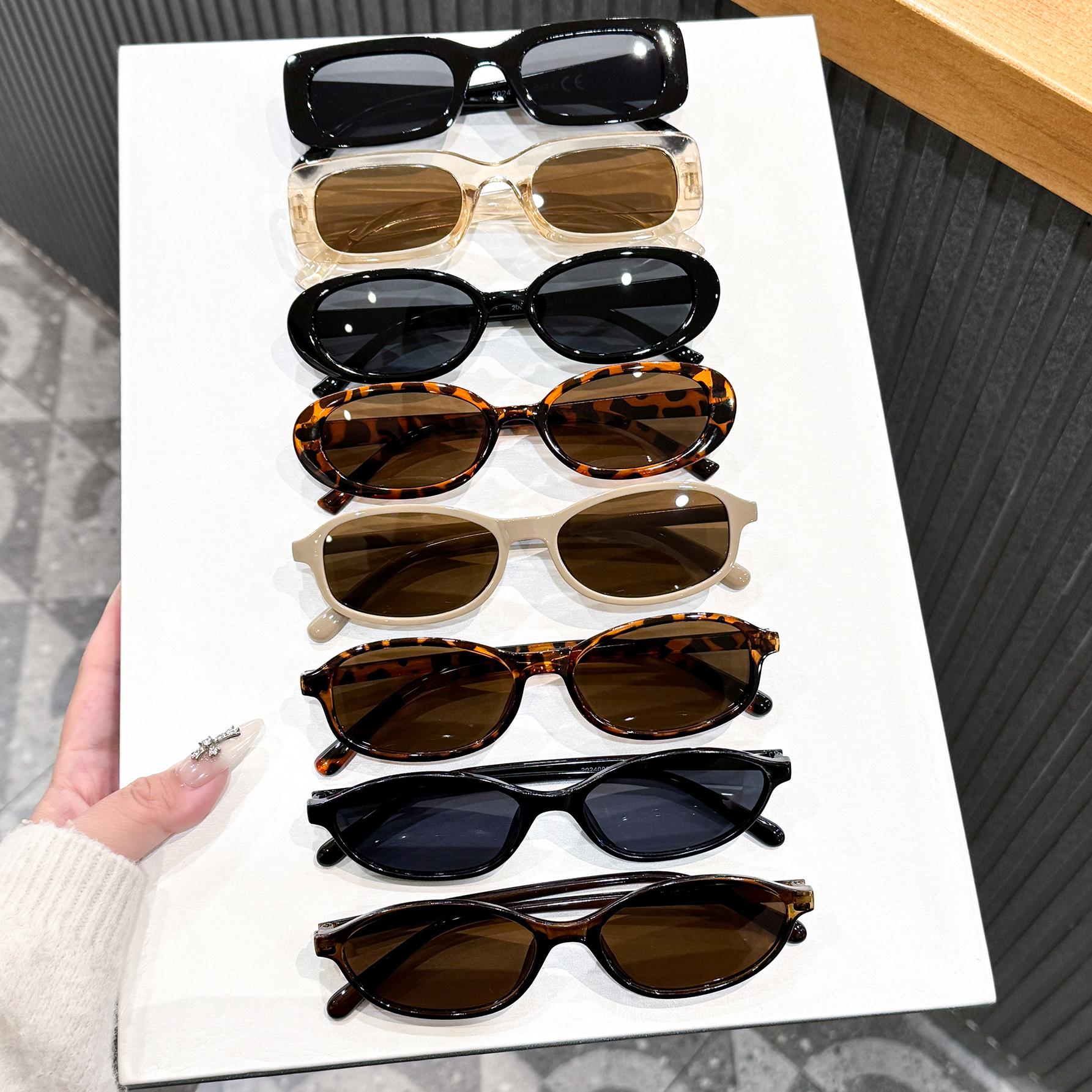 

8Pcs Fashionable Mixed Glasses Set, Oval-Shaped Glasses, Chic Black, Tortoiseshell Glasses, Suitable for Daily Wear