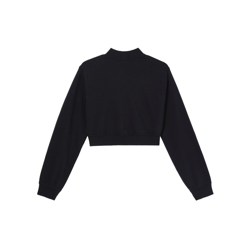 Nike Solid Color Logo Mock Neck Long Sleeve Cropped Top Women Tops Black FN2477-010