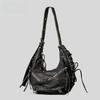 Strappy Punk Style Motorcycle Underarm Bag for Women Messenger Bag Large Capacity Soft PU Leather Female Shoulder Bag Handbag