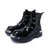 Men’s Thick Sole Platform Punk Patent Leather Boots Elevator Street Style Big Head Motorcycle Boots High Boots Plus Size