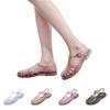 Sandalias de Moda para Mujer con Tira de Dedo de Cristal Jelly y Hebilla Ajustable, Tacón Plano, Calzado Casual de Verano para Uso en Exteriores y Interiores