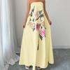 Women's Strapless Maxi Dress Floral Print High Waist A Line Elegant Evening Dress