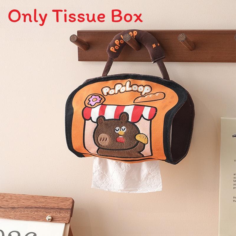 Modern Minimalist Bear Pattern Linen Paper Towel Dispenser For Home Bathroom And Car Decor