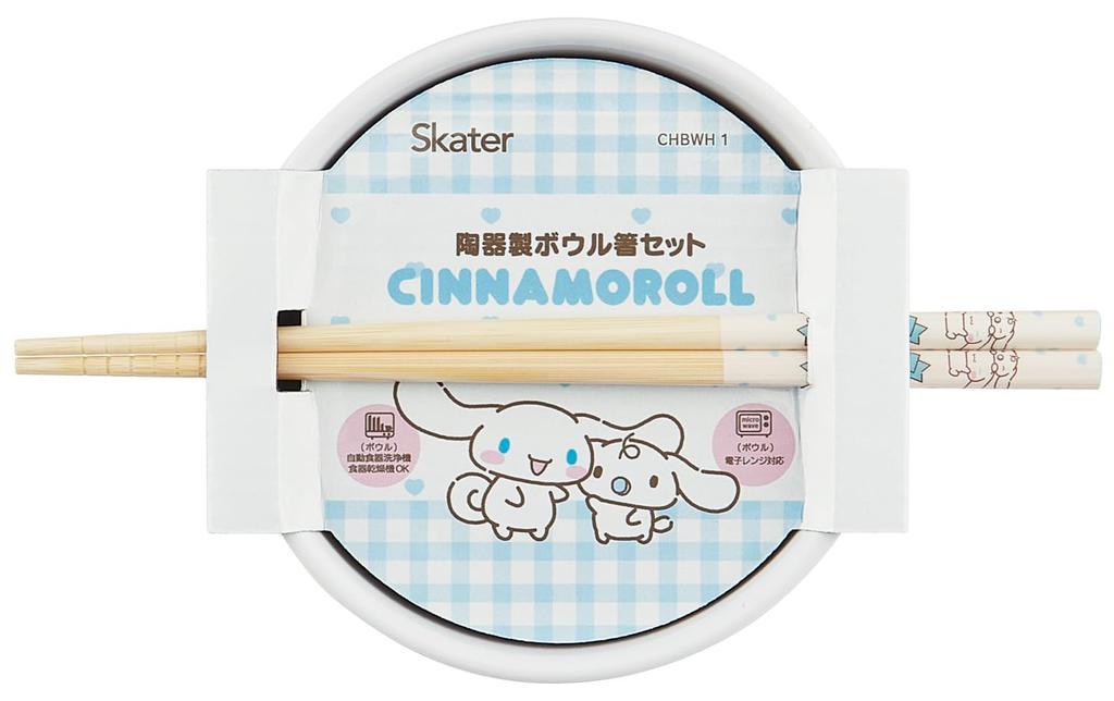 Skater Ceramic Bamboo Chopsticks Bowl, Set, 600ml, 21cm, Sanrio, Cinnamoroll, Friends, Girls, CHBWH1-A