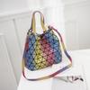 Women's Bucket Bag Rainbow Shoulder Bag Geometric Rhombus Handbag Oblique Span Bag Versatile Fashion Women's Bag