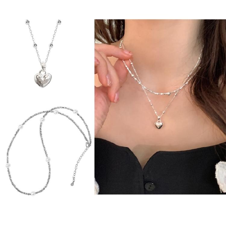 Sweet Cool Heart Stackable Necklace Temperament Clavicle Chain Collar Necklace