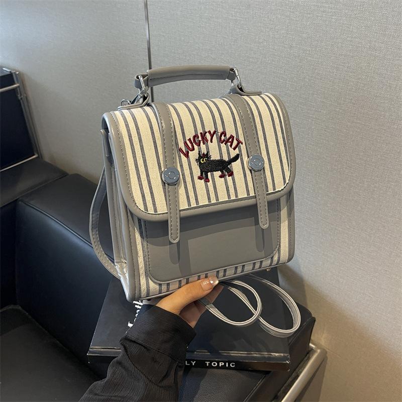 

Рюкзак в стиле колледжа женский осенне-зимний новый с контрастными полосами студенческая сумка высококлассная одноплечевая сумка через плечо серый