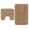 Bath Mat Set 2 Piece Fabric Beige
