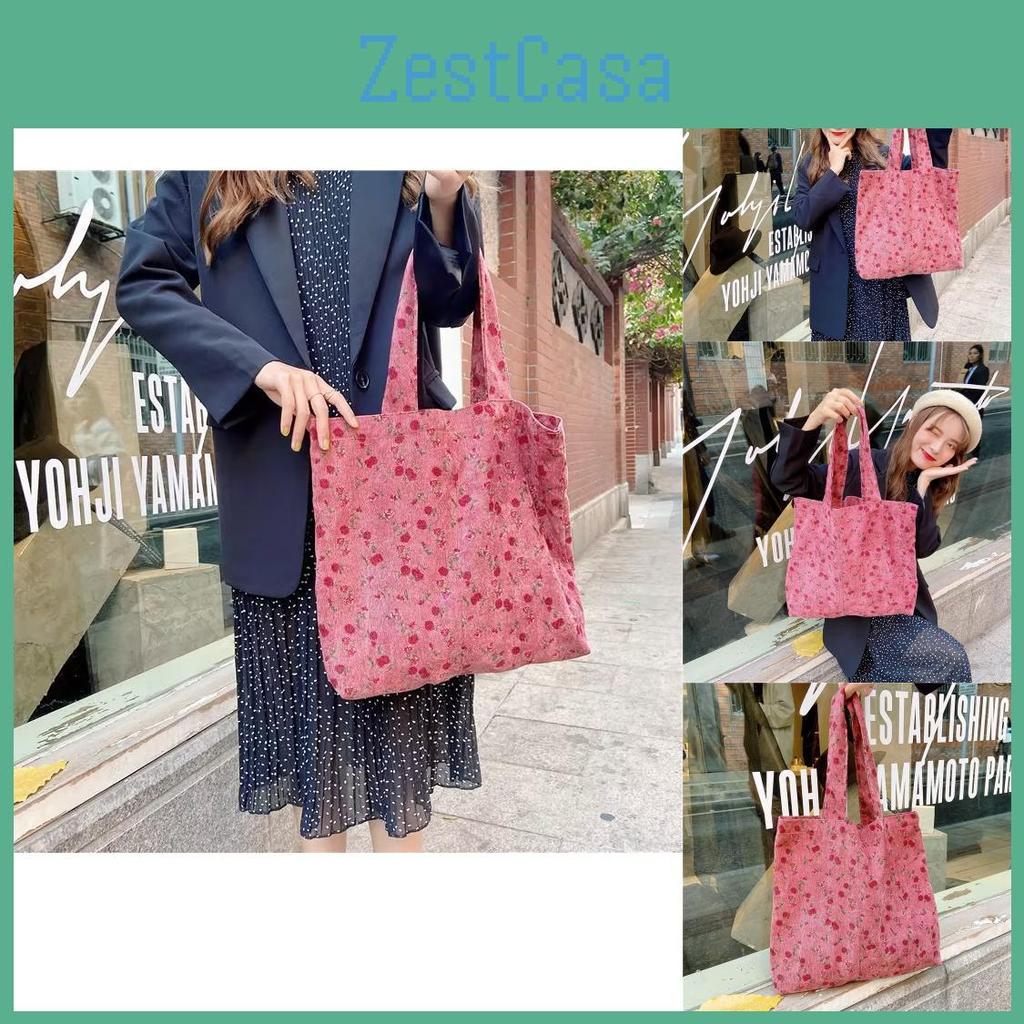 Velvet Pink Elegant Corduroy Tote Bag For Women Stylish Vintage Shoulder Bag Ideal For Everyday Use