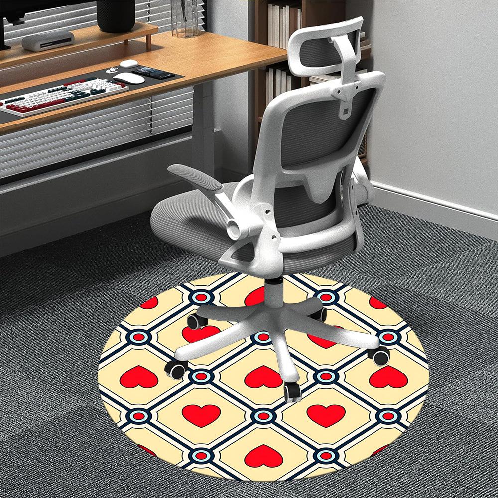 1pc Heart Pattern Office Round Rug, Carpet for Office, Gaming, Lightweight Round Floor Mat yy260208017