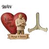 Bookshelf Decor Piece Wooden Ornament with Stable Base, Father Day Ornament, Decorative Resin Carved Sculpture Family Love for Desktop Home
