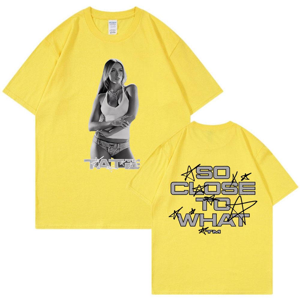 Tate McRae So Close To What Album T Shirt Trendy Men Women Vintage Hip Hop T-shirts Cotton Casual Loose Y2k Street T Shirts