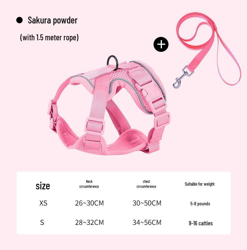 Reflective Breathable Anti-Escape Cat Harness & Leash Set for Small Pets