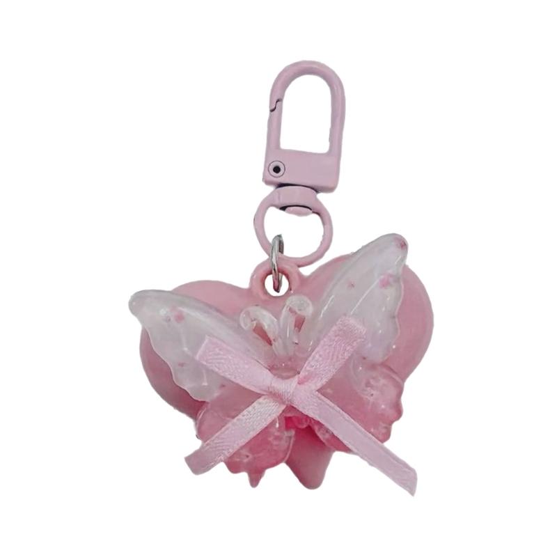 

Clear Butterfly Keychain Lovely Spring Summer Acrylic Accessory For Girls Women Gift розовый
