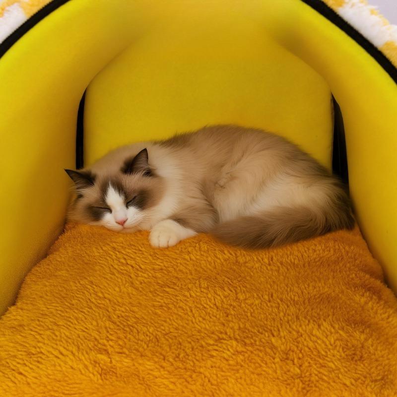 Winter Warm Heated Cat Beds House Timed Electric Blanket Closed Cat House Kitten Kennel 9-level Temperature Control Cat Tent