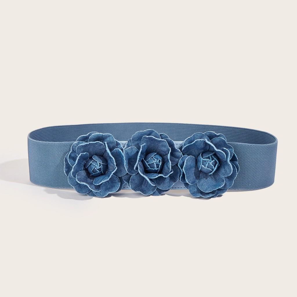 Cintura Floreale Classica da Donna in Tessuto Lavorato a Maglia con Chiusura a Gancio per Accessorio Moda da Esterno