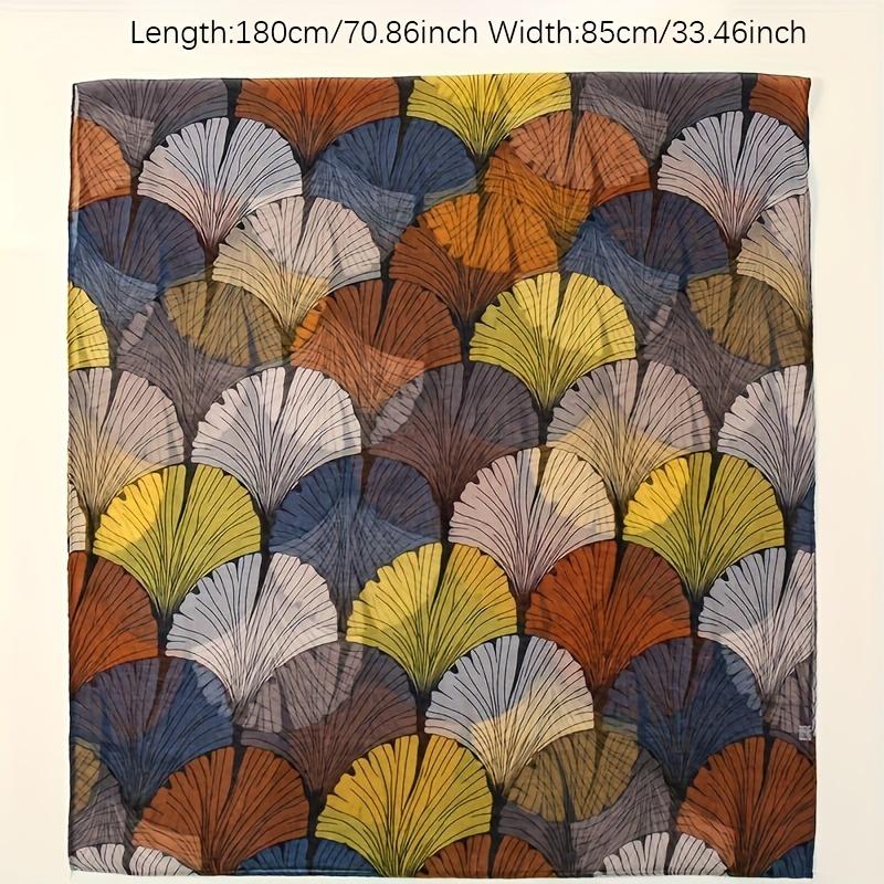 Leaf Print Polyester Muslim Scarf Year Round Vintage Color Block Bohemian Shawl Women's Warm Hijab Scarf