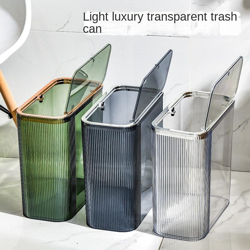 16L Transparenter großer Mülleimer für den Haushalt, wasserdichter Aufbewahrungseimer aus Kunststoff für die Haushaltsküche, kann den Mülleimer mit Bombenabdeckung drücken