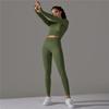Knit Seamless Long Sleeve Yoga Set High Waist Sports Pants Exercise Running Suit Fitness Clothing