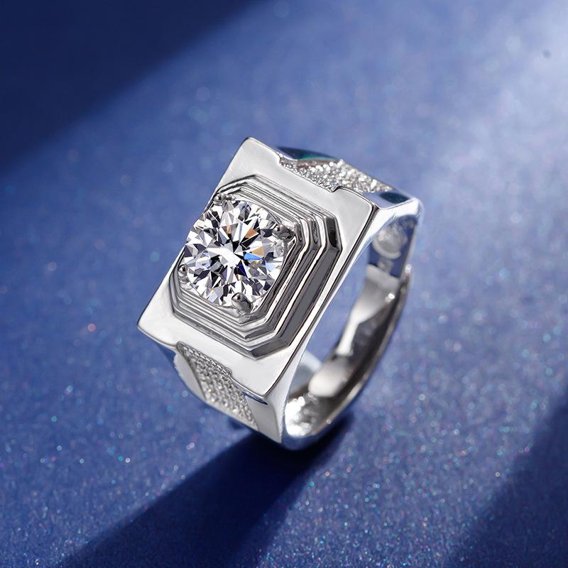 

Мужское кольцо GemChic, универсальное, деловое, с широким микро-вставкой из циркона и муассанита, регулируемое, ювелирное, на день рождения, на Рождество, ювелирное изделие, подарок -