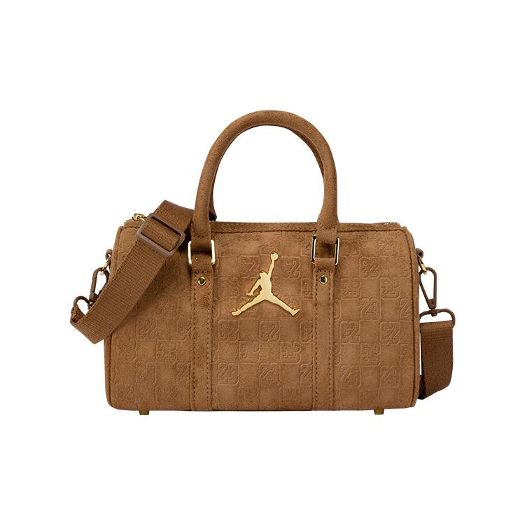 Jordan Monogramm Serie Schachbrett Kunstwildleder Eimer Boston Tasche Unisex Taschen Hellbraun JD2533091AD-001