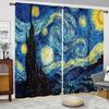 2pcs Van Gogh Starry Sky OilPainting Print Curtains Rod Pocket Curtain For Living Room Bedroom Office Kitchen Study Home Decor