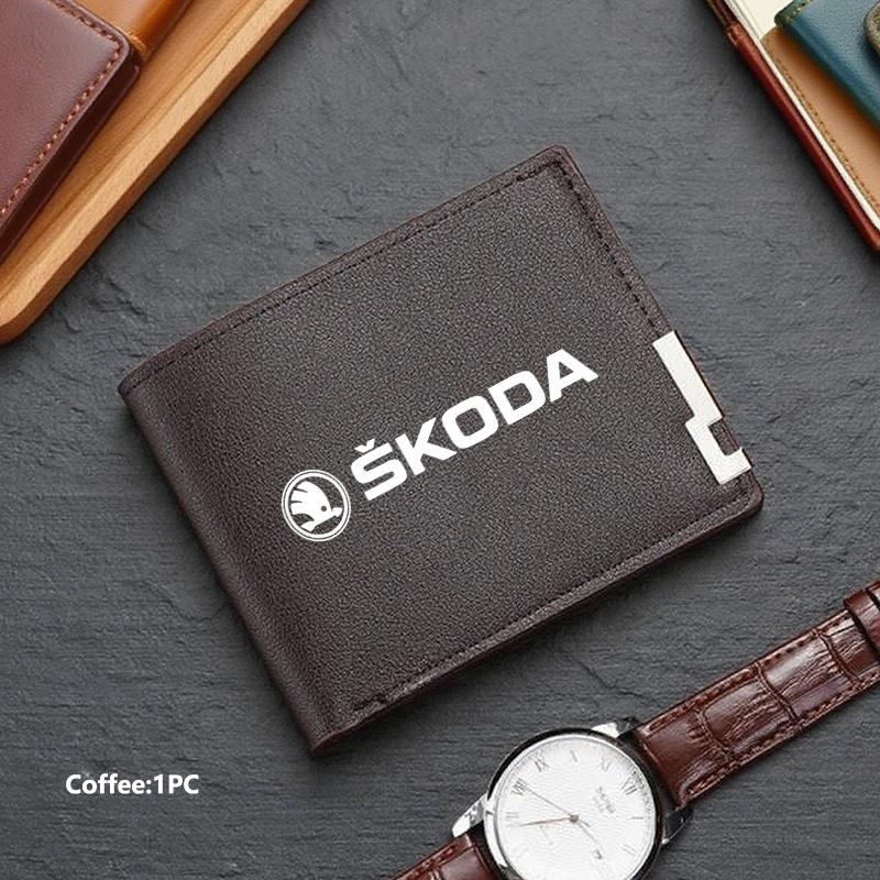 TTJJ2 Men Wallet ID Credit Card Holder License Bag Gift Accessories For Skoda S Kodiaq Octavia 2 3 Yeti Karoq Rapid Fabia VII VRS