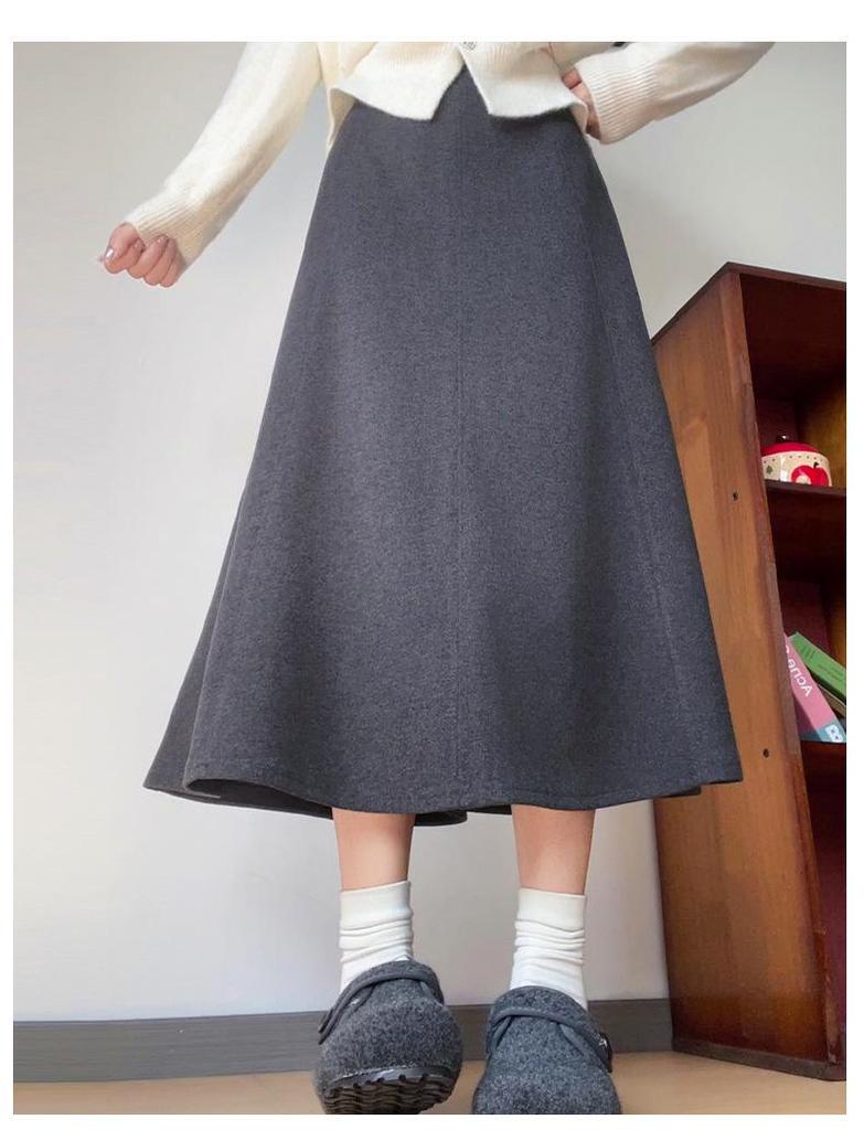 2026 Herbst/Winter High-Waist Kaffee Midi-Rock - Vielseitiger A-Linien-Schnitt mit einem figurschmeichelnden breiten Saumdesign