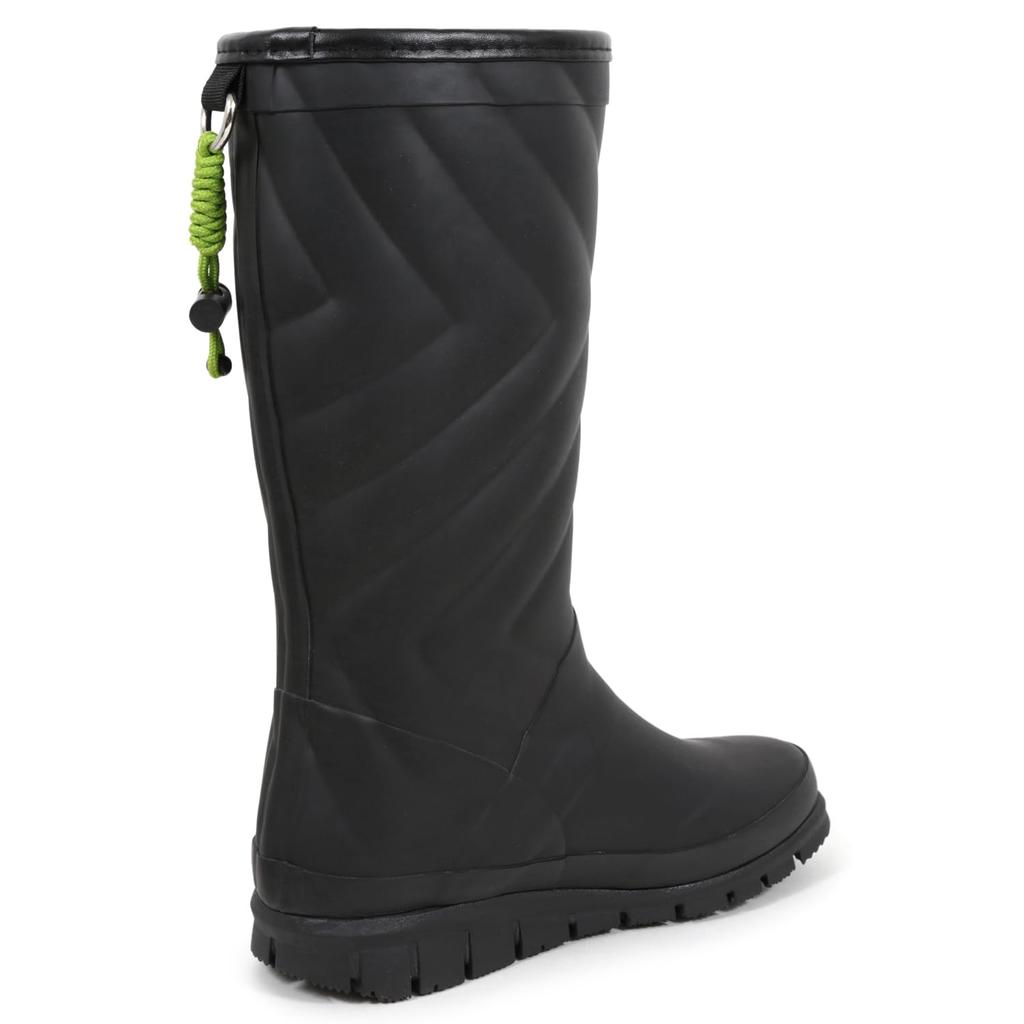 Akiriko MOZ Damen Stepp-Präge-Regenstiefel, Lange Schaftlänge, Wasserdicht, Rutschfeste Sohle, Urethanfutter, Gummistiefel, Schwarz, Größe L