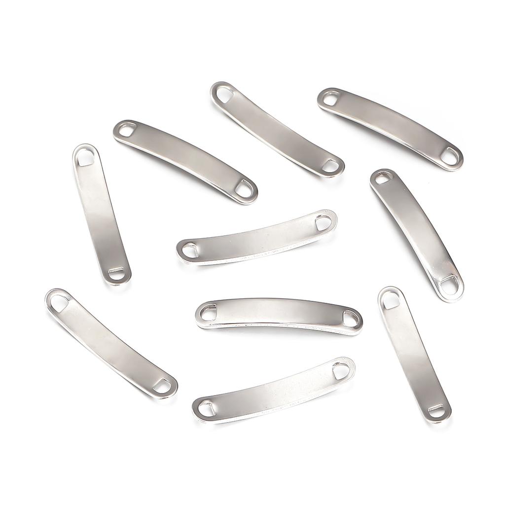 10pcs/lot Stainless Steel Rectangle Charms Connectors For Jewelry Making Blank Bar Stamping Tags Engraved DIY Bracelet Necklace