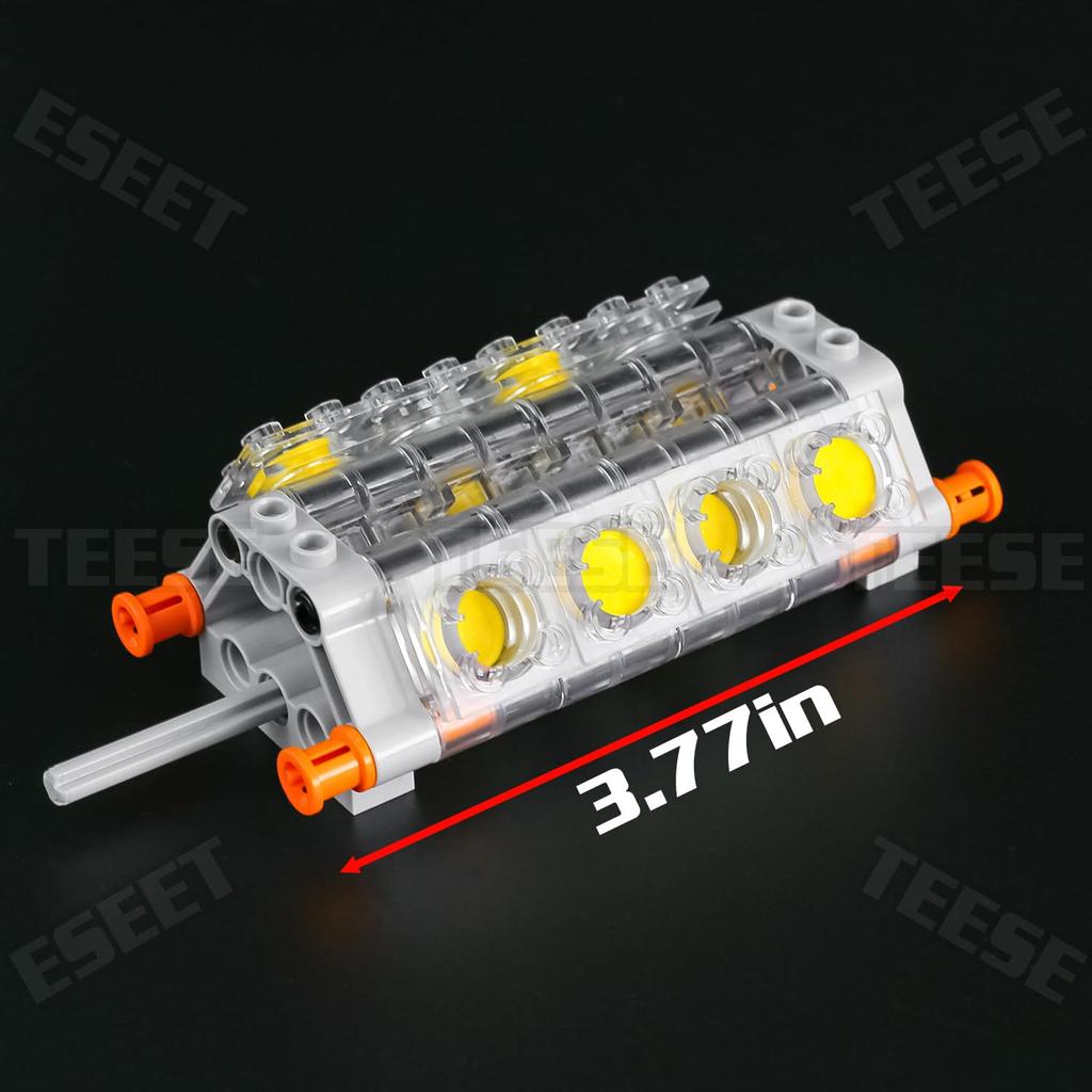 TEESE Technic Set for Compatible with LEGO Technic Bulk Blocks for MOC Technic Projects 55-Piece 8-Cylinder Motor, Parts, (Random Color)