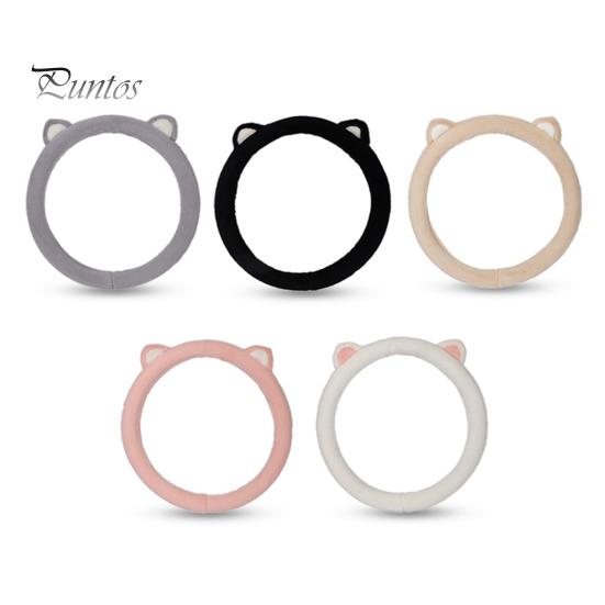 Car Steering Wheel Case Cover Cat Ear Comfortable Coldproof Plush Cushion Universal Cute Creative Interior Decoration